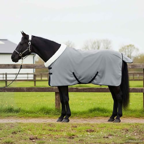 QUAHEAS Coperta per cavallo, verde scuro, 95 cm, in pile polare, antivento, traspirante, con fibbie regolabili, per pascolo e stalla, protezione contro freddo e vento in inverno