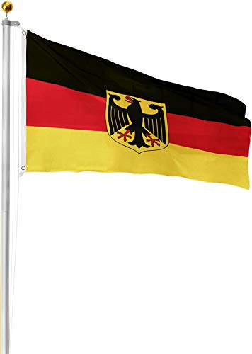 normani Aluminium Fahnenmast 6,80 oder 7,50 m inkl. Deutschlandfahne (90 x 150 cm) Größe 6.5 Meter