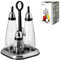 Home Set Menage mit Ständer und Verchromten Stöpsel, Glas, Transparent, 4 Stück