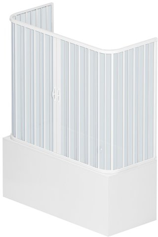 Rollplast BVES1CONCC28160 Box Vasca a Soffietto, Dim.70 x 160 x H 150 cm, in PVC, a Tre Lati, Due Ante, con Apertura Centrale, Bianco