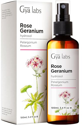 Gya Labs Rose Geranium Hydrosol - 3.4 Fl Oz - Hydrating Face & Body Mist for Skin Toner & Hair Refresher - As Pillow, Room & Linen Spray for Fresh Scent