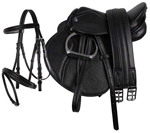 Equipride Pony Power Sattel 33.0 cm Kunstleder Komplettset schwarz