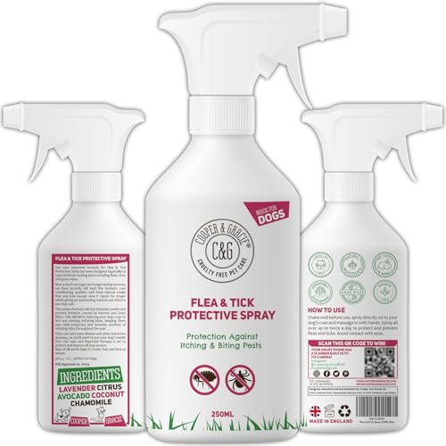Dog Fleas Protection Spray 250ML - Natural Tick and Flea Prevention with Avocado Coat Conditioner | Safe, Cruelty-Free Flea Spray for Dogs by Cooper and Gracie