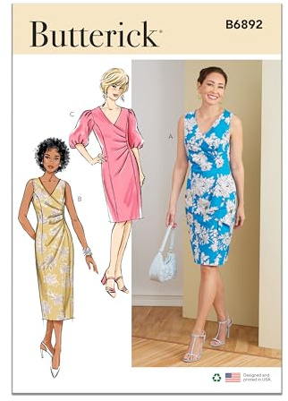 Butterick B6892A5 Misses' Dress Sewing Pattern Kit, Design Code B6892, Sizes 6-8-10-12-14