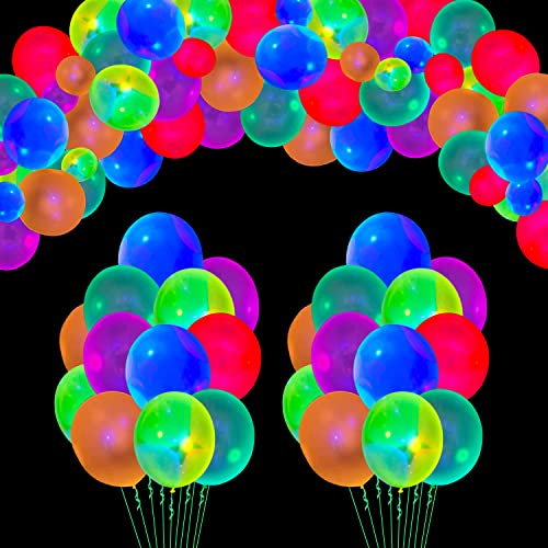 Lot de 100 ballons fluorescents phosphorescents pour fête d'anniversaire, décoration de ballons fluorescents de couleurs mélangées