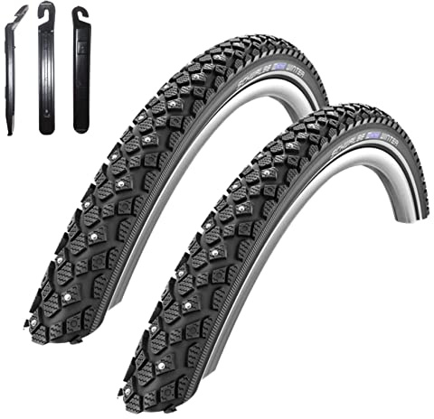 2 x Schwalbe Winter Fahrradreifen K-Guard Reflex Winterreifen 35-622 (28 x 1,35) inkl. 3 Reifenheber
