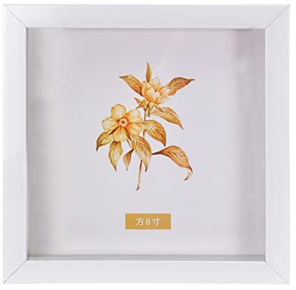 3D Bilderrahmen zum Befüllen 20 x 20cm, Tiefer Rahmen für Objekte bis 3cm, Tiefe Box Objektrahmen 3D Objektrahmen Quadratische Form für Blumen Medaillen Tickets Wand Tischrahmen (Weiß)