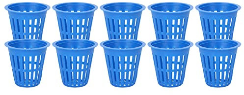Cestino per Piantare Rotondo da 10 Pezzi Coltivazione Idroponica in Plastica Cestino per Piantare Coltivazione Interna O Esterna per Giardino con Balcone (5,5x5x3cm/2,2x2x1,2 Pollici)(Blu)