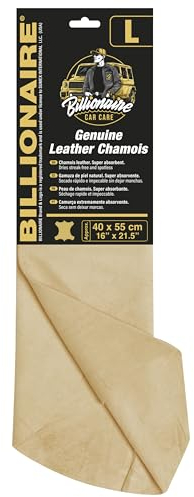 SUMEX Billionaire Genuine Leather Chamois - Panno in pelle naturale, 40 x 55 cm, super assorbente, asciugatura rapida, pulizia senza pelucchi e graffi