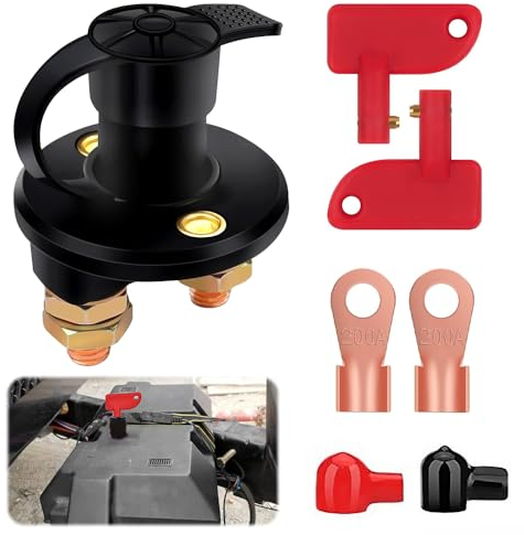 mizikuu Coupe Circuit Batterie 12v, Isolateur Interrupteur Batterie De Voiture Sectionneur Couper Interrupteur Kill off Switch avec Deux Clés Amovibles pour Voiture, Camion, Bateau