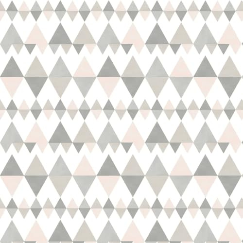 A Street Folklore Soft Pink & Grey Triangles Wallpaper FD25128