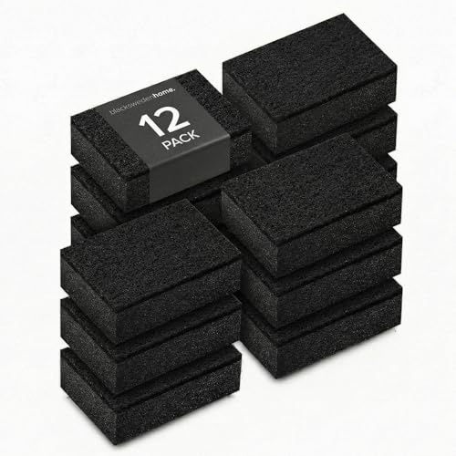 Black Sweden Home SVAMP - Spugna da cucina, 12 pezzi, colore nero, durevole e universale, utilizzabile per piatti, spugna per pulizia con tessuto non tessuto abrasivo