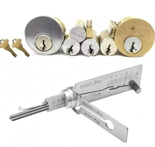 SS001 Pro Stainless Steel Key Decoder,2 in 1 Lock Pick Key Decoder,Master Key Decoder,Stainless Steel Car Key Reader,Lock Picking kit for Beginners,Lo/ck Pick Decoder for Auto,Descoder and Pick Tools