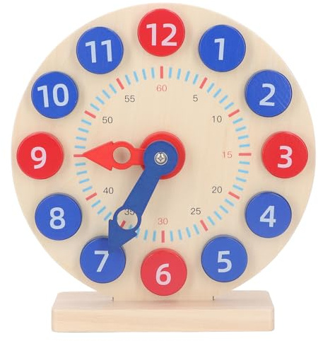 Picysa Reloj de Aprendizaje para Niños, Conjunto de Actividades de Aprendizaje de Reloj para Niños, Reloj de Demostración de Enseñanza de 12 Horas, Juguetes de Madera, Juguete