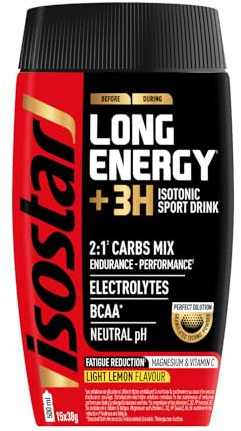 ISOSTAR – Poudre Long Energy +3H – Saveur Citron – Boisson Isotonique Endurance avec Glucides & Électrolytes – Hydratation Sport Longue Durée – Running, Trail, Cyclisme & Triathlon – 570 g