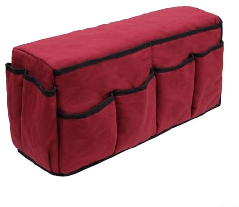 Organizador de reposabrazos de sofá con 14 bolsillos para mandos a distancia, teléfonos y revistas, bolsa de almacenamiento antideslizante para sala de estar y viajes (rojo vino)