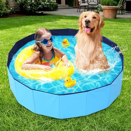 Piscine pour Chiens,Piscine Chien Pliable 120X30CM Piscine pour Animaux,Piscine de Bain pour Animaux de Compagnie,Piscine pour Grands Chiens et Petits Chiens pour Chien Intérieure et Extérieur