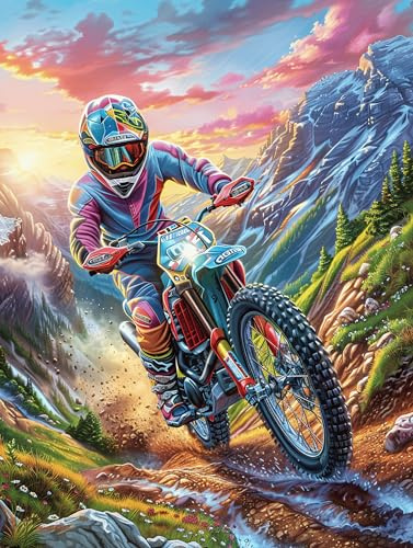 Piloto de Motocross en la Pista de montaña Puzzle 300 Piezas Impossible Creativo Único Cuento de Hadas fantástico Animal Rompecabezas 3D Obra De Arte para Toda La Familia Juguete Educativo Decoración