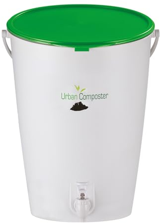 GARANTIA Urban Komposter 15 Liter grün, inkl. Deckel und Kompostspray - Biomülleimer Küche, Komposteimer Küche, Bio Mülleimer, Abfall & Recycling, Bioabfallbehälter für Küche, Biomüll, Biotonne