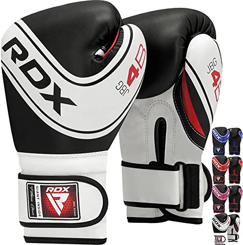 RDX Gants de boxe Enfant, 6oz 4oz Gants d'Entraînement Junior, En Cuir Maya Hide, Paume Ventilée, Muay Thai Sparring MMA Kickboxing, Sac de Frappe, Poire de Vitesse, Pattes d'Ours, Boucliers de Frappe