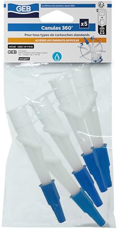 GEB PLO02014 Sachet de 5 canules orientables 360° GEB-131402, Blanc et Bleu