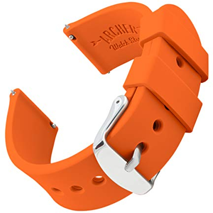 Archer Watch Straps - Soft Silicone Quick Release Watch Bands (Portland Orange, 24mm)