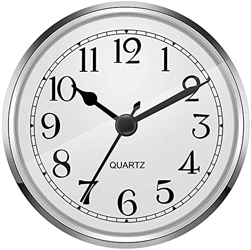 Hicarer 3-1/2 Inch (90 mm) Quartz Clock Fit-up/Insert with Arabic Numeral (Silver)