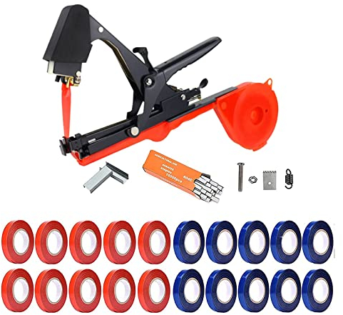 Hironobu Bindezange für Pflanzen, Pflanzenbindemaschine Bandzange Tapetool Handbindemaschine, Band und Ersatzklinge für Weintrauben, Himbeeren, Tomaten und Gemüse(schwarz)