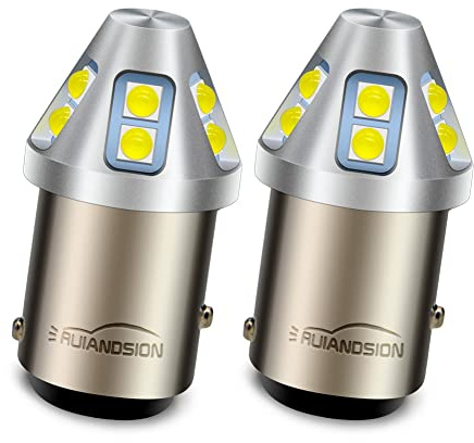 Ruiandsion 2 st 1157 LED-lampa vit 6-30 V 2357 2057 7528 1034 BAY15D dubbel funktion 6 V 12 V 24 V 3030 10SMD LED-chip-set ersättning för bil motorcykel backup backljus, icke-polaritet