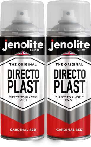 JENOLITE Directoplast Pintura en aerosol brillante | ROJO CARDENAL | 2x400ml | Pintura en aerosol multisuperficie | Para todo tipo de plástico | No requiere imprimación | RAL 3001