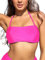 SHEKINI Maillot de Bain élégant pour Femme, Dos Nu, Bandeau réglable, Haut de Bikini Rose Fluo, M
