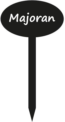 INDIGOS UG Marqueur de plantes en panneau composite d'aluminium - pour jardin, parterre de fleurs - marjolaine - 11,5 cm de hauteur - résistant aux intempéries - étiquettes de plantes étiquetées - éti
