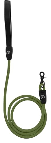 ShawnCo Basecamp Rope Dog Leash- Premium, Durable Pet Leash with Soft Neoprene Padded, Reflective Handle for Small, Medium and Large Dogs (Olive Green, 6 Feet)