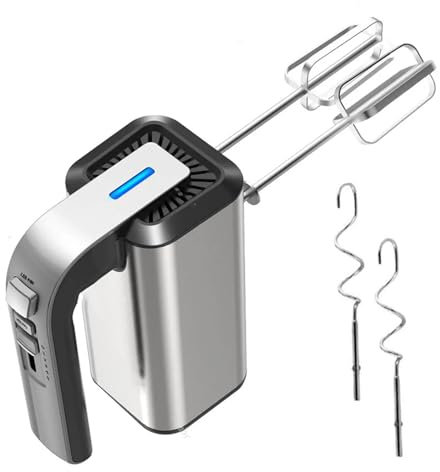 VOLTIX Sbattitore Elettrico 800W con 5 Velocità e Funzione Turbo, Frusta Elettrica con 2 Fruste & 2 Ganci in Acciaio Inox, Pulsante di Espulsione, Perfetto per Uova, Torte, Pane e Impasti