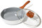 SC Cooker Nonstick Frying Pan with Lid, 10 Inches Ceramic Frying Pans Non Stick, Saute Pans with Pour Spout, Non Toxic Induction Frying Pan for Stove, Gas, PB/CD/PFOA Free (White, 26cm)
