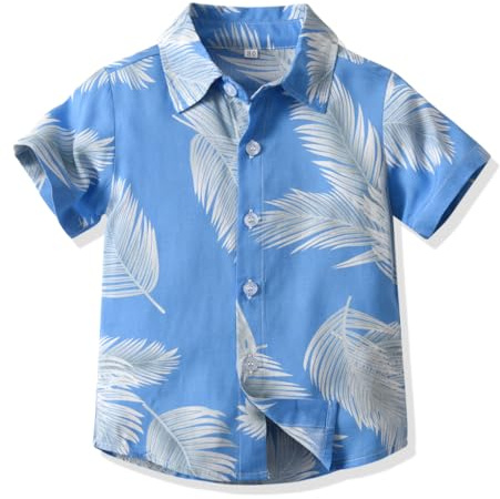 Yanmucy Mens and Boys Hawaiian Shirt Father and Son Matching Beachwear Shirts Boys Floral Print Cotton Button-Down Casual Shirts Parent-Child Summer Clothes