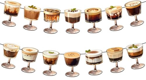 2pcs Bannières Espresso Martini, Verres à Café Espresso Martini Pré-Assemblés Bannière Fête Guirlande Toile Fond Décorations Suspendre Anniversaire Enterrement Vie Jeune Fille Pas Bricolage