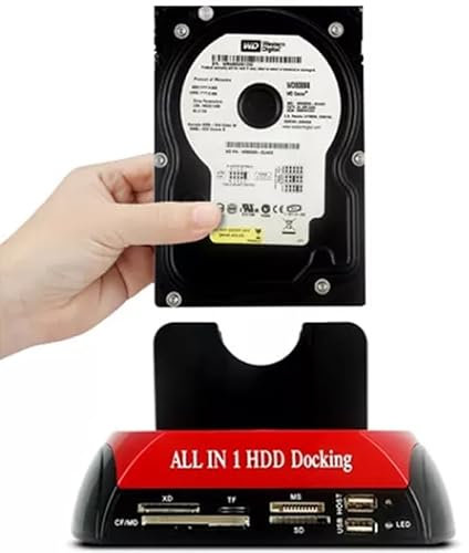 Retoo Festplatten Docking Station USB 3.0, SATA IDE 2,5 Zoll & 3,5 Zoll HDD SSD, Offline-Klonen, OTB-Backup, Kartenleser, Plug&Play, LED-Anzeige, Externes Netzteil, Kompatibel mit Windows 7/8/8.1/10