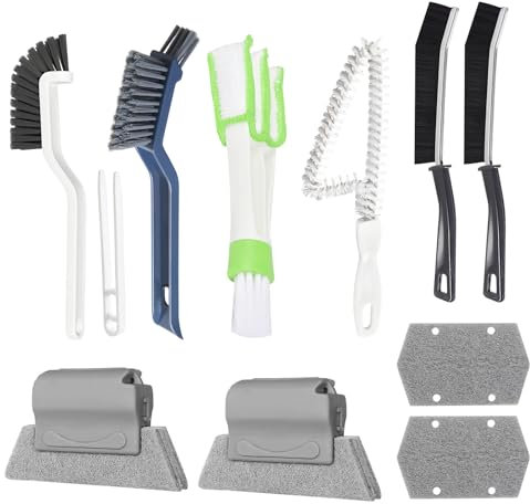 JIHXYER Juego de 10 cepillos de limpieza multifuncionales de cerdas duras para baños, fregaderos de cocina y juntas de azulejos