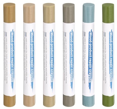 QUARKZMAN Bâtons De Remplissage En Bois 6 Couleurs Crayons De Cire Pour Réparation De Meubles Pour Light Log, Light Cherry, Light Yellow Clay, Light Blue, Khaki, Lemon Green