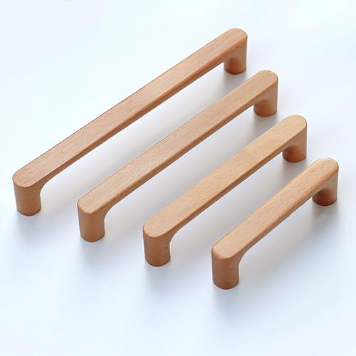 KOVNISE Lot de 2 Poignée Meuble en Bois de Hêtre Massif Couleur Bois Original Style Simple et Moderne pour Armoire Porte Troir Commode (2, 160MM)