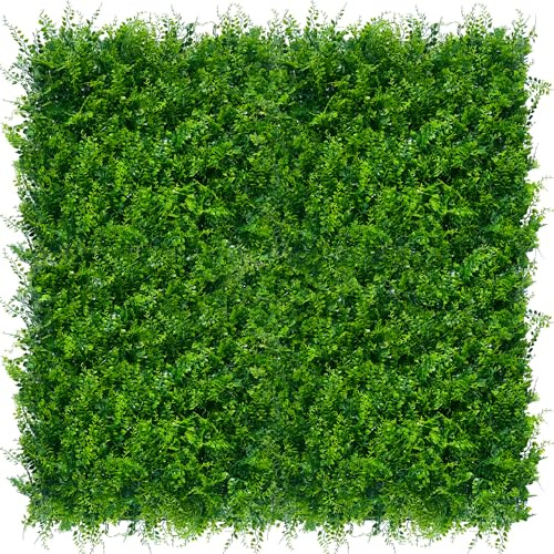 ODTORY Artificial Plants Hedge Wall Panels：20x20 Inch 8P UV-Anti Greenery Boxwood Fence Privacy Screen, Faux Ivy Grass Wall with Fake Leaves for Indoor Outdoor Background Covering