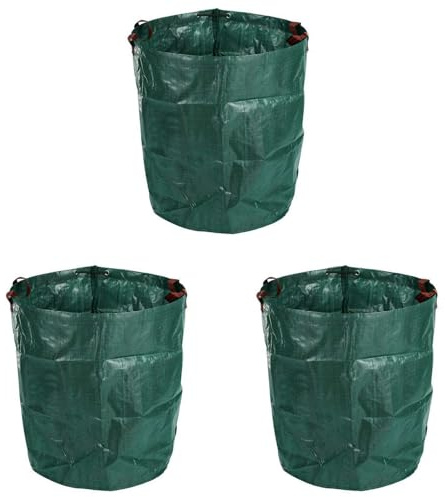 Xnuiasqe 3 bolsas de basura de jardín de 270 L, grandes, fuertes, impermeables, resistentes, reutilizables, plegables, bolsas de basura