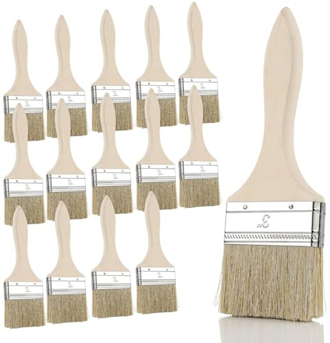 14 stycken 75 mm penslar målarborstar set platt pensel glasyrpensel bred lack pensel träpensel färgpensel för färger, lack, målningsbehov, målning, betning, lim, träolja, gör-det-själv