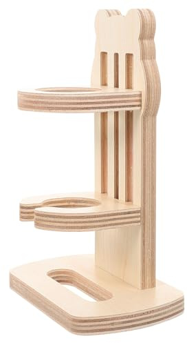 SEWOART Rabbit and Hamster Adjustable Bamboo Bottle Stand, Small Animal Waterer Holder for Chinchilla and Rodent Cages, Natural Wood Water Bottle Rack for Pet Accessories