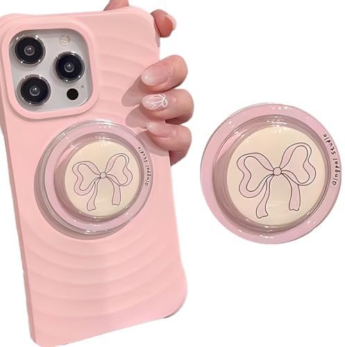 KIRZAX 1 impugnatura magnetica, design a farfalla, rosa, supporto pieghevole e maniglia, per smartphone/Kindle/tablet, supporto per dita del cellulare