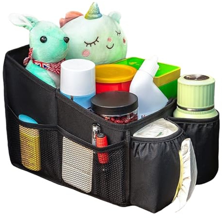 Gsrhzd Organizer Auto, Pieghevole Portaoggetti Auto per Sedile Anteriore Sedile Posteriore con Portabicchieri, Portafazzoletti e Tasche a Rete, per Giocattoli, Libri, Snack