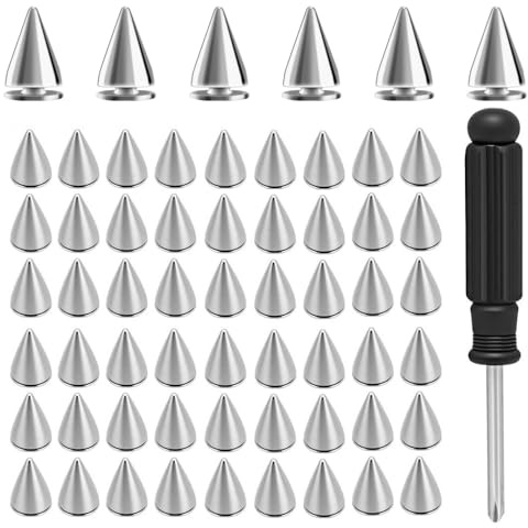 100 Sets Cone Spike Studs Cone Studs Spikes with Screwbacks Metal Spikes Screw Back Punk Rivets Studs for Clothing Leather Jacket DIY Crafts and Arts Bags Shoes Clothes Decorations