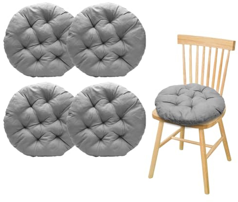 XUTUDID Set med 4 stolskuddar rund 40 x 40 x 3 cm, golvkudde rund, stoldyna för inomhus och utomhus – stoldyna för matsal, vardagsrum, kontor och trädgård (mörkgrå)