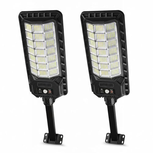 K2 STORE 2 Lampioni Solari 2000W 336 LED Esterno con Sensore Movimento e Crepuscolare IP65 Impermeabile Pannello Monocristallino Batteria 12h Luce Giardino Cortile Strada